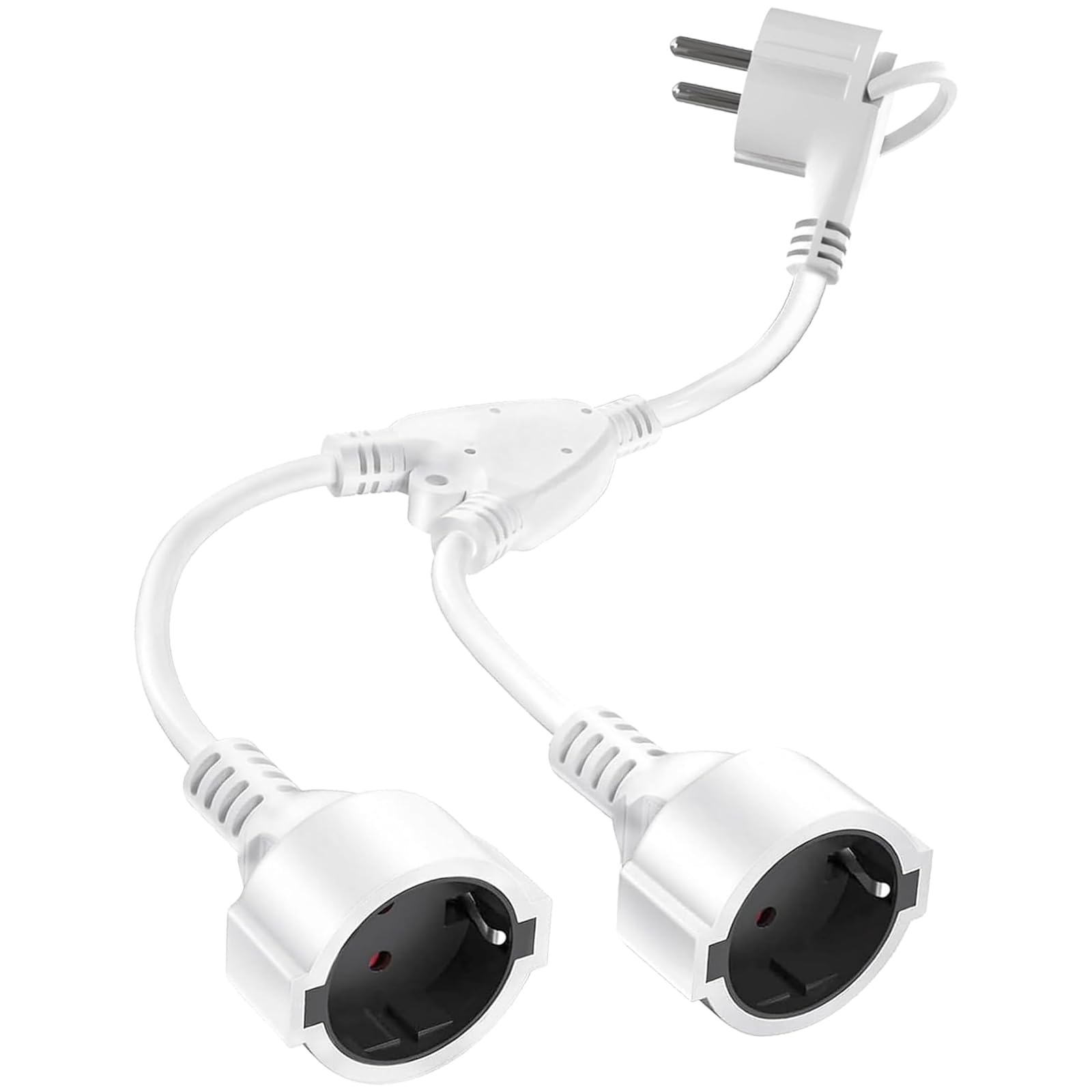 Doppelstecker für Steckdose, Verlängerungskabel mit 2 Schuko Steckdosen, 2 in 1 Steckdosenadapter mit Flexible Kable, Verlängerungskabel Doppelstecker Mehrfachsteckdose 3 * 1.5 mm² Weiß
