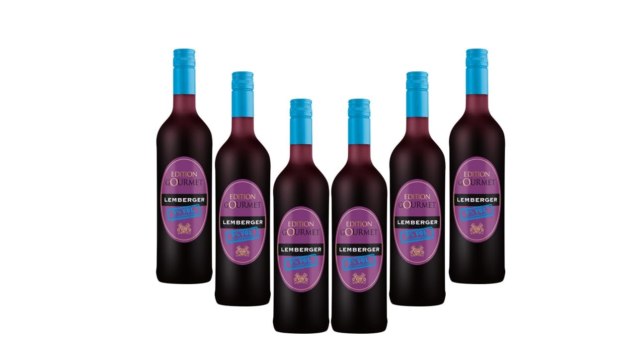 Württemberger Wein EDITION GOURMET Lemberger Alkoholfrei 0,0% Vol. Rotwein (6 x 0,75 l) – entalkoholisiert, fruchtig & würzig, Deutschland