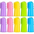 Shappy 10 Pieces Soft Silicone Pet Finger Toothbrush, Tooth Cleaner Dog Cat Teeth Cleaning (5 Colors)