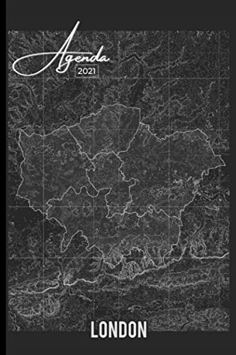 Agenda 2021: Londres, carte topographique | Janvier à Décembre 2021 | Agenda annuel semainier, Format A5 | 12 mois | Pour les étudiants, ... | Calendrier, liste de contacts, notes, ...