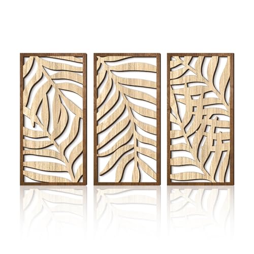 Rongxze Juego de arte de pared de madera nórdica, 3 decoración pa...