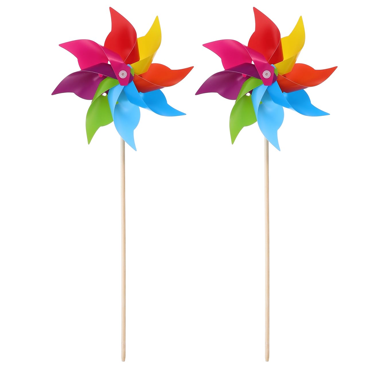INOOMP 2pcs Rainbow Pinwheels 8 Inch Pinwheels for Yard Garden Plastic Colorful Flower Pinwheels Wind Spinners for Garden Outdoor Party Decoration