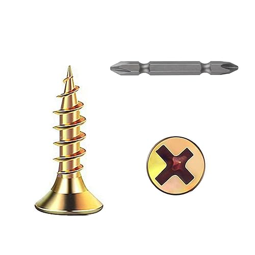 Miniatura 11 de (385 piezas) Tornillos de cabeza plana negros para madera, tornillos autorroscantes de cabeza plana para metal rápido, equipados con kit de anclaje