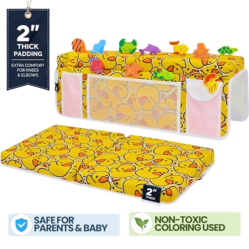Image of Bath Kneeler -8 Suction Cups & 2 inch Thicker Padding.Certified Bath Kneeling Pad for Bath Tub & 5 Bath Toy Organizer. Fast Dry Bath Kneeler and Elbow Rest Pad Set. Baby Bath Essentials by Supa Ant-Duck