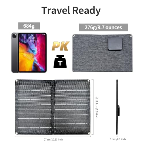 Image of Foldable Solar Panel, 10W Portable Solar Charger with Dual USB Outputs 25% High Conversion Efficiency Solar Panels, Solar Controller for Portable Power Station, Power Bank, Phone, Laptop, Camping