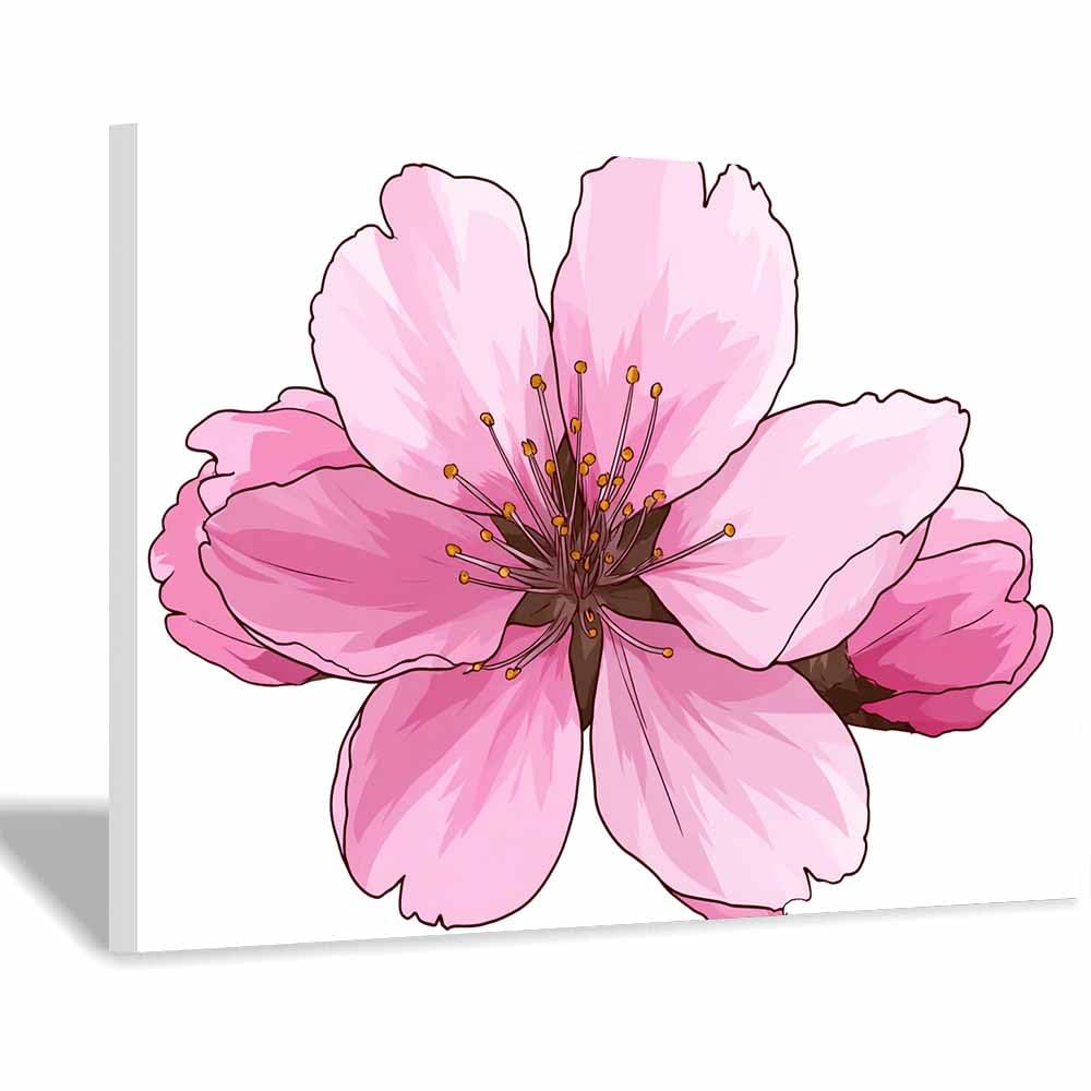 ZAMAEIU Nature Wall Art Single-petalled blossoms decorative home accessories, paintings wall art,For living room, bedroom, Apartment Corridor Office etc.(pink)-50x70cm Framed