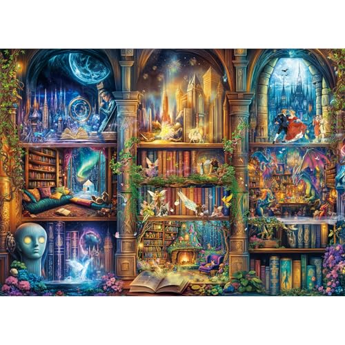 Puzzles 1000 Pieces for Adults jigsaw puzzles for adults 1000 Piece Puzzle Challenging Game for The Whole for Women Gifts for Men jigsaw puzzle Theme:Enchanted Library