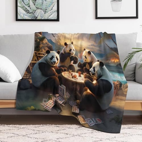 Couverture Panda plaid flannel chaud et housse decorative de chaise