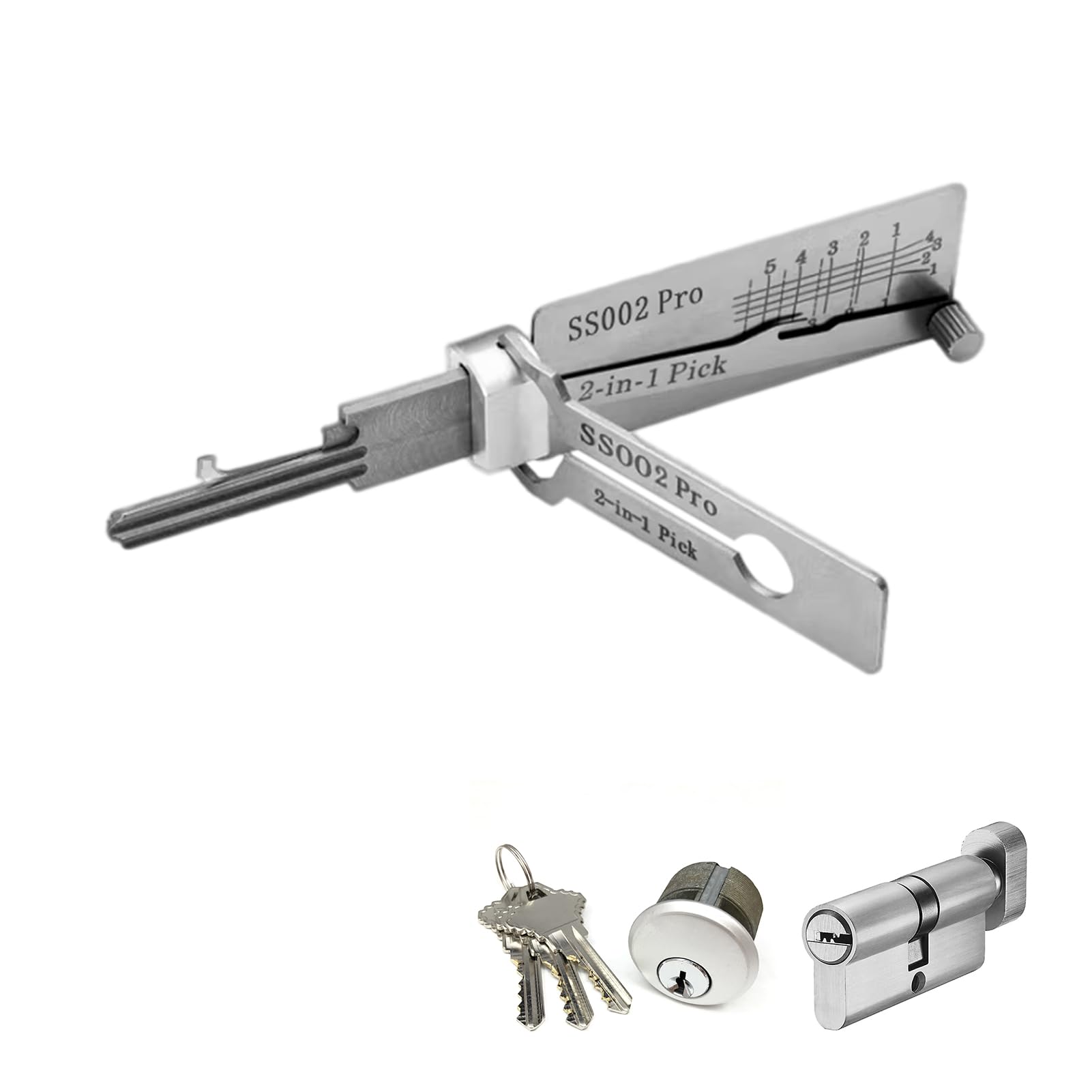 2 in 1 Stainless Steel Master Key Decoder, SS002 Pro Lock Picking Tool, Master K ey Decoder Lo-ck Picking Tool, LiShi L ock Pick, Stainless Steel Ke y Decoder kit, Locksmith Tools Professional Set