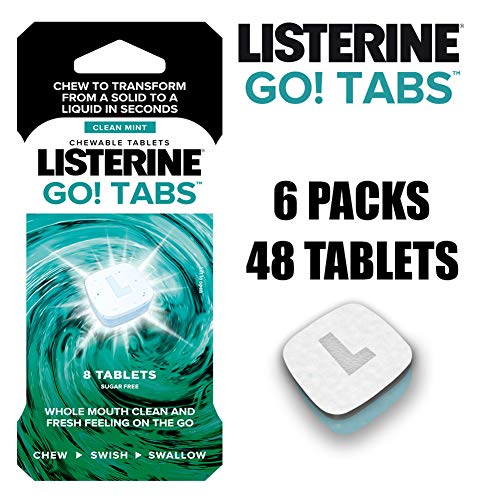 Listerine Go! Tabs Pastiglie senza zucchero con sapore di menta pulito per respirare fresco