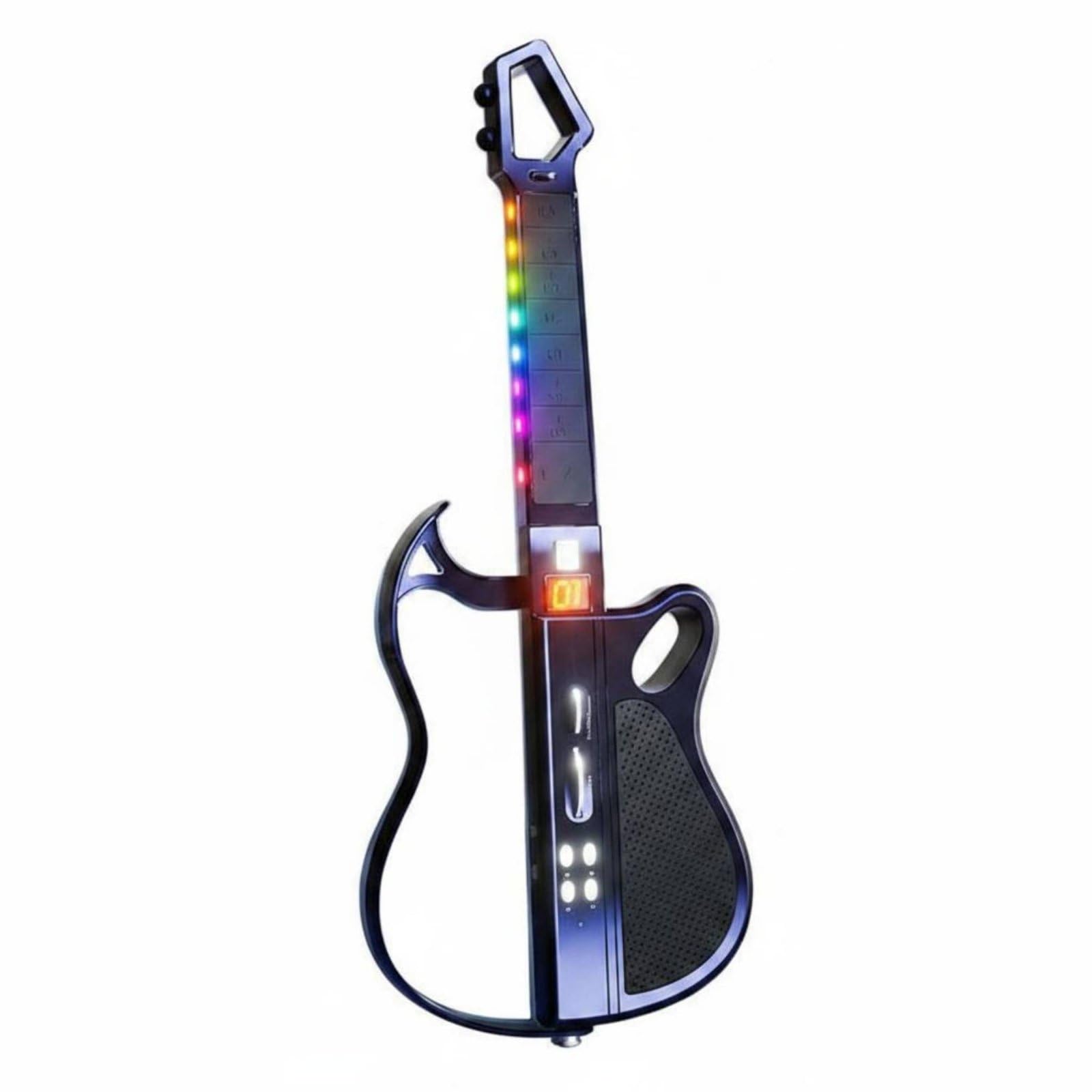 Gralara Chitarra Intelligente Senza Corde Connessione Bluetooth Chitarra Elettronica Luminosa 7 Suoni di Strumenti Giocattolo Musicale per Principianti, Silver Black