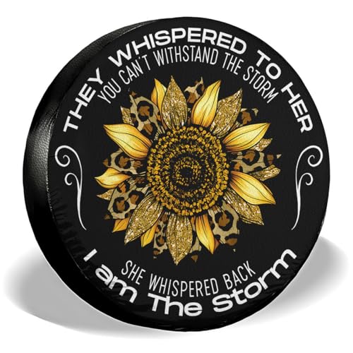Image of GENANY Sunflower Father's Day PVC Spare Tire Cover for RV Trailer, Waterproof, No Camera Hole, Size 15 Fits 27-29 Inch