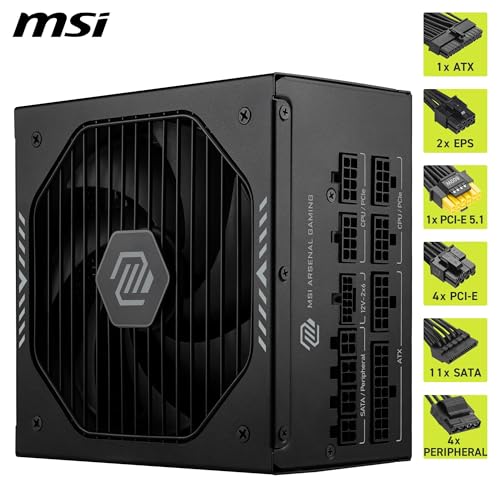 MAG A1000GLS PCIE5 Alimentatore - 1000W, 80 PLUS Gold, compatibile ATX 3.1, supporto GPU PCIe 5.1, connettore 12V-2x6, connettore 12V-2x6 bicolore, PSU ATX, cavi modulari con guaina strutturata - Scheda video - Immagine 4