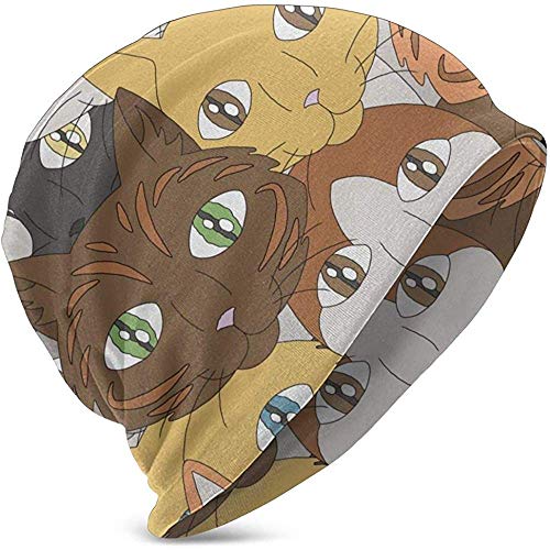 Preisvergleich Produktbild EIN Hintergrund, der die Gesichter verschiedener Arten von Hauskatzen darstellt. Raster Cotton Beanie Hat