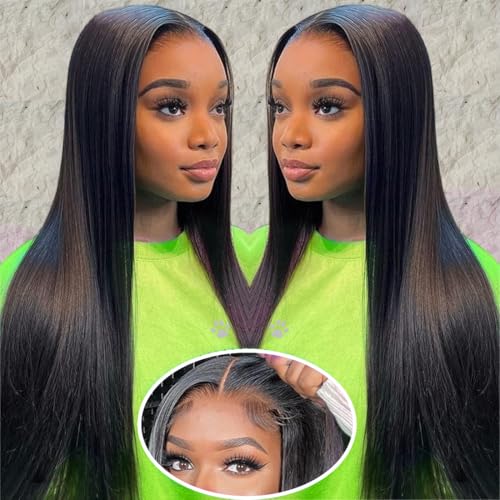 Wear and Go Glueless Wigs Human Hair Pre Plucked Pre Cut 13x4 HD Lace front Wigs Human Hair for Women180% Density Straight Glueless Wigs Human Hair Lace Front Wig Ready to Wear Wigs 26 Inch