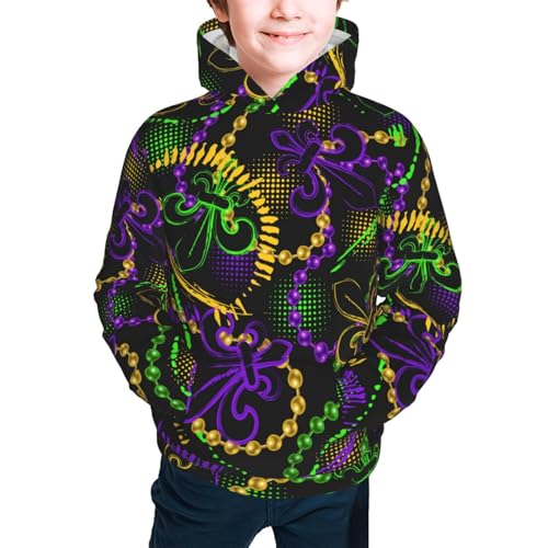 Neon Mardi Gras Kids Pullover Hoodies Boys Sweatshirts Girls Athletic Clothes with Pocket2