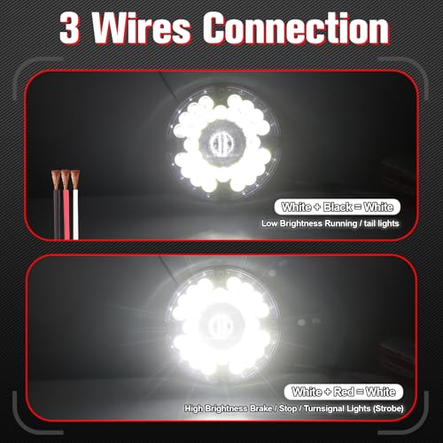 Image of 2PCS 7 inch 36 LED Round Trailer Tail Lights (White)