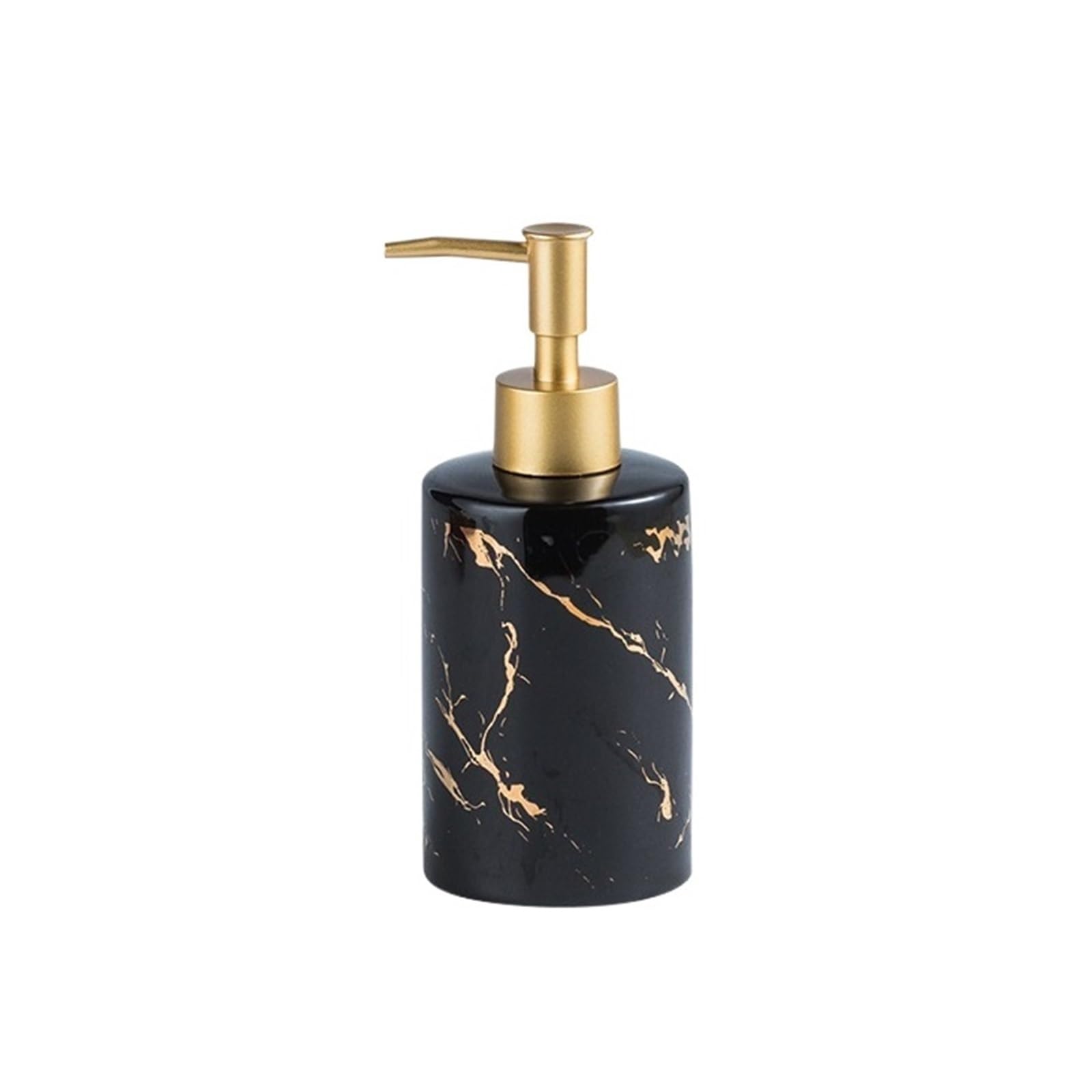 Soap Dispenser Simple Ceramic Straight Soap Dispenser Hotel Club Bathroom Lotion Press Pump Bottle(Black)