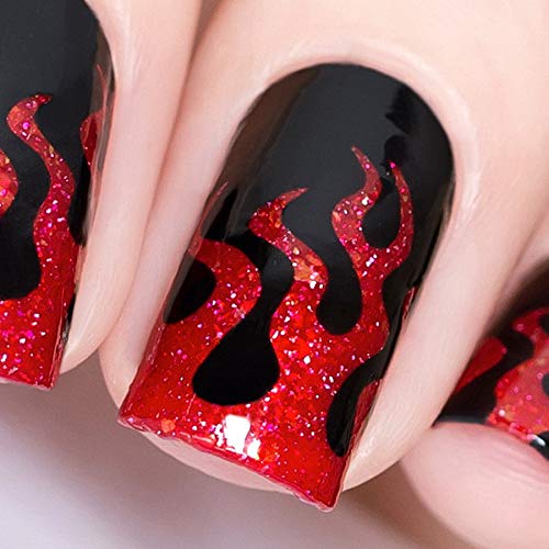 Whats Up Nails - Fire Vinyl Stencils for Nail Art Design (1 Sheet, 15 Stencils)