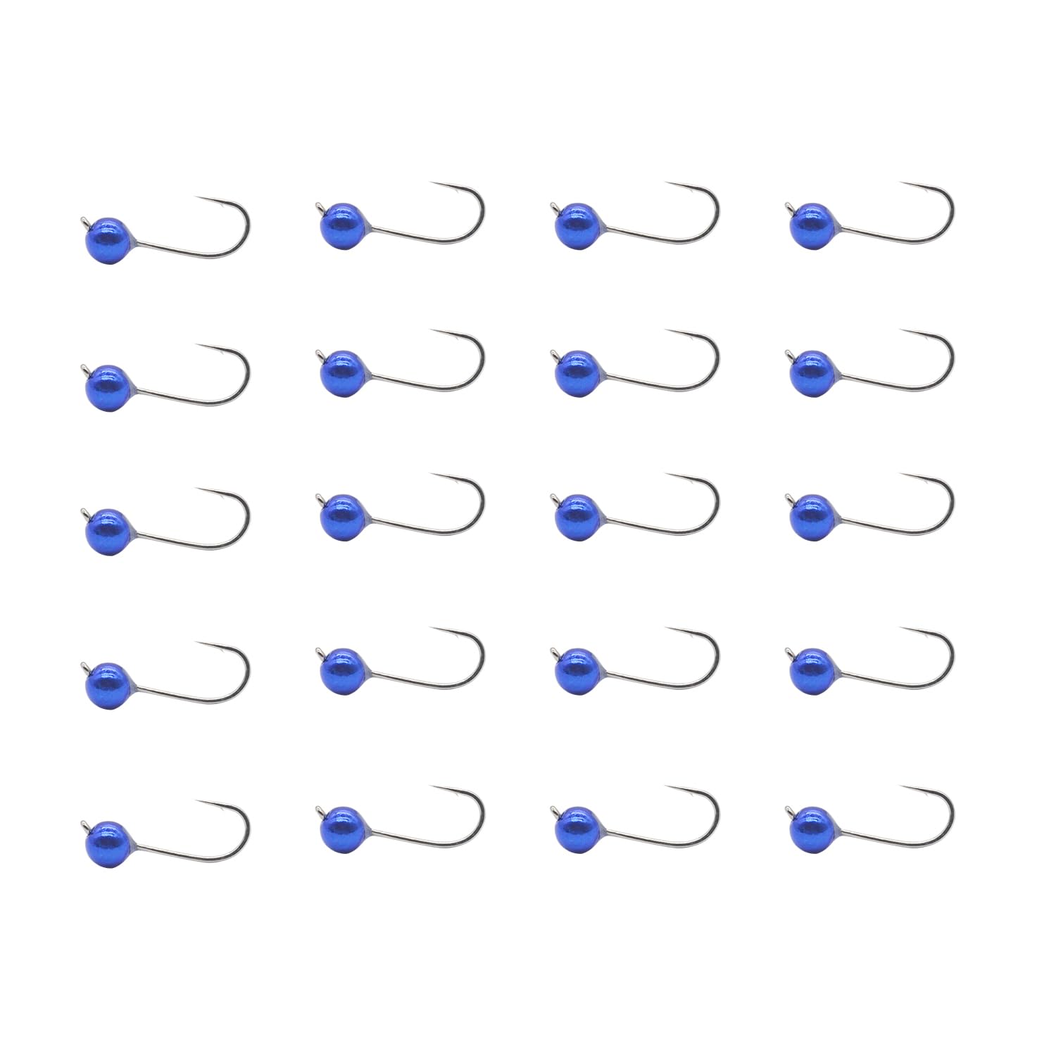 ALICHINO Tungsten Fly Tying Jig Heads for Fly Fishing Small Round Ball Crappie Jig Heads Tungsten Nano Jigs Kit Tungsten Beads with Hook (Metallic Blue 20 pcs, 3mm,1/120oz #14)
