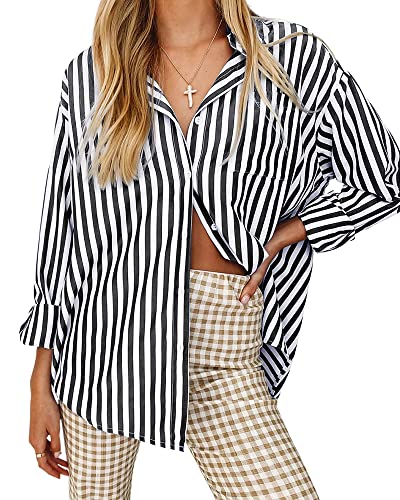 トップス Oblada | BLOKE SHIRT STRIPE WOMEN EsEiCo Womens Vertical Striped Print Button Up Shirt Top