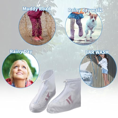 2 Paar Wasserdicht Schuhüberzieher Wasserdichte Überschuhe mit Reißverschluss Wiederverwendbare Regenüberschuhe Rutschfeste Regen Schuhüberzüge Für Regen, Schneetag, Schlammige Straßen (XL)