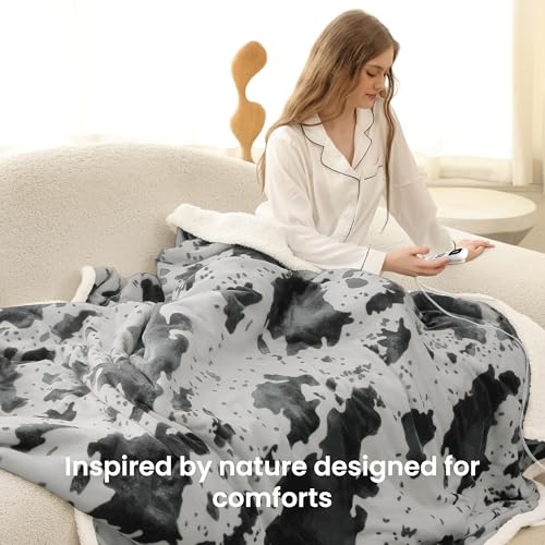 Image of Heated Blanket Twin Blanket - Fast Heating Electric Blanket, Soft Flannel Heated Throw with 4 Time Settings,10 Heating Settings, Warm Gifts for Women & Mom & Grandma