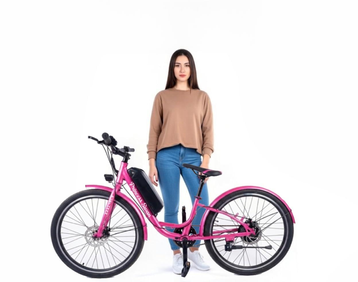 Princess Swan 26T Ladies E-Bike for Girls & Women | 30Km Range | 250W 36V BLDC Motor | Removable Battery 5.8Ah Lithium-ion | Ideal for 12+ Years |100 Kg Load Capacity | 90% Assembled (Pink)-image-47