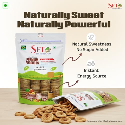 Image of SFT Premium Anjeer (Dried Figs), 500g, Rich in Calcium & Fibre, Source of Iron, Naturally Low-Fat Food