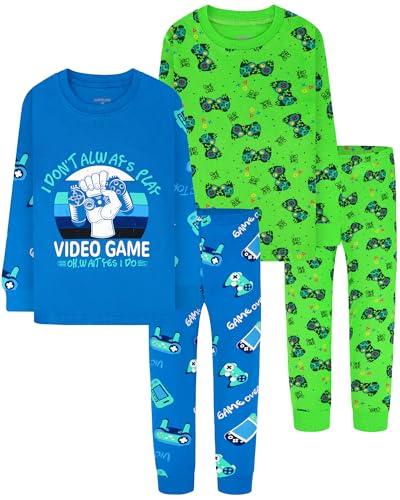 Image of DAUGHTER QUEEN Boys Pajamas 4 Pieces Long Set 100% Cotton Sleepwear Size 18 Months-12 Years