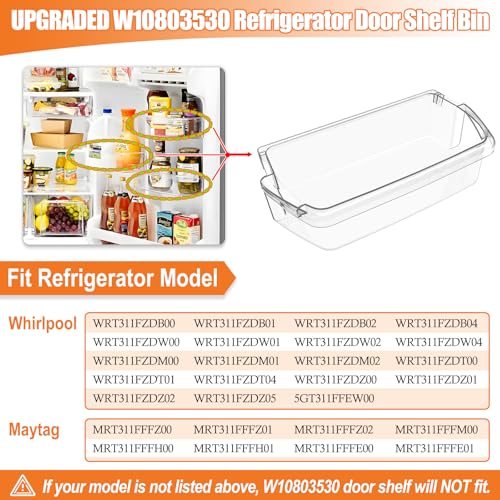 Image of UPGRADED W10803530 Refrigerator Door Shelf Bin Compatible with Maytag Whirlpool Refrigerator Door Shelf Replacement WRT311FZDW01 W10582649 Whirlpool Fridge Door Bin WRT311FZDW00 WRT311FZDM00 Shelves