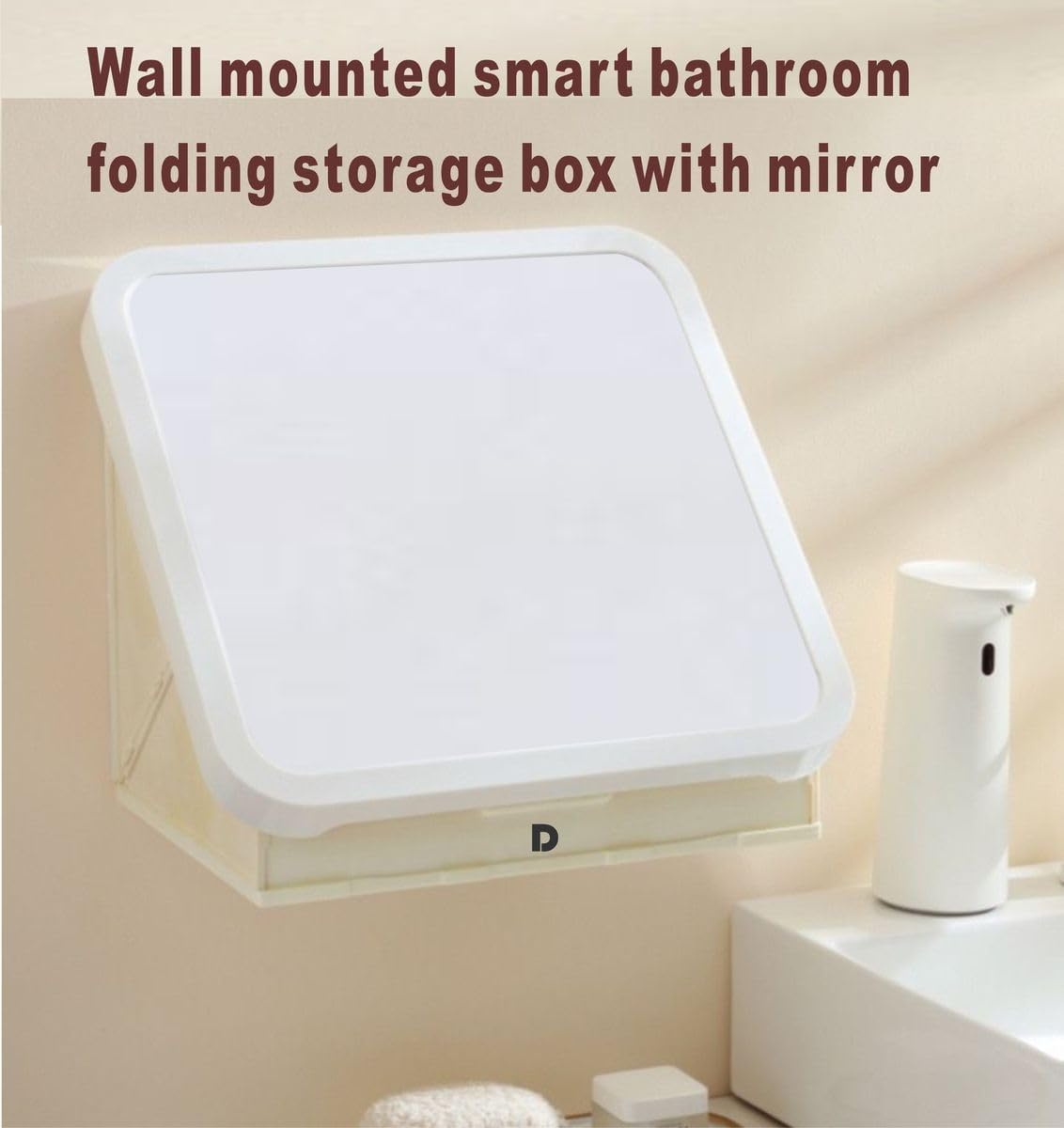 XIGSTA Vanity with Large Capacity Folding Storage Cabinet| Tabletop Wall Mounted Smart| Vanity Desk Set| Sliding Mirror Frame | Compartment Bathroom Cabinet_35cm_(White) 1