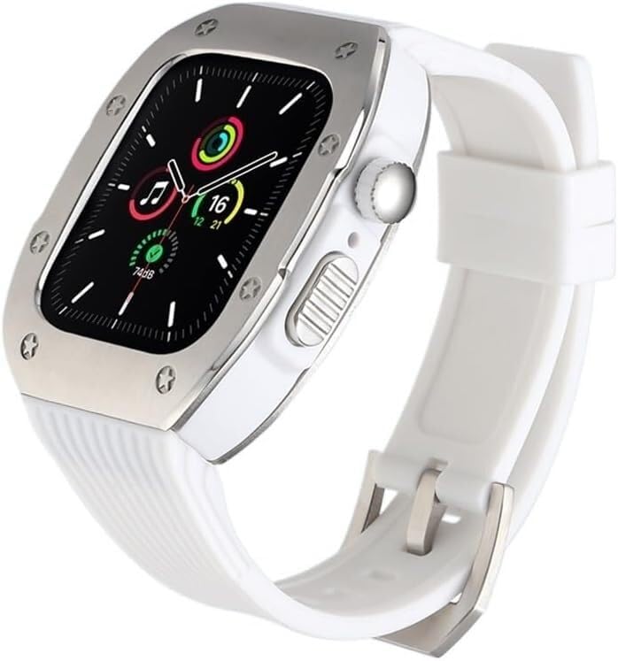 Bracelet Apple Watch acier silicone - Kit de modification de luxe pour iWatch 49mm 45mm 44mm