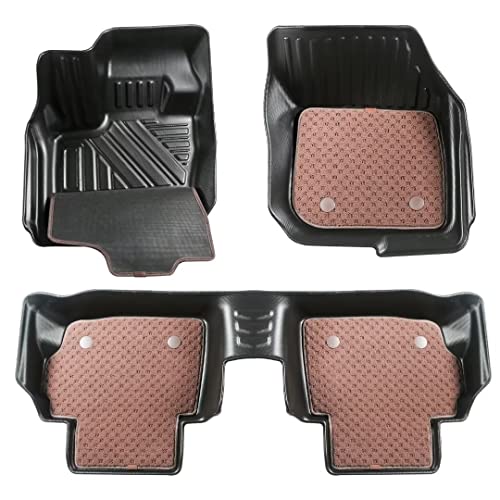 Peforway - TPE Floor Mat Compatible with Ford Fusion 2013-2020, 7PCS All Weather Protection Heavy Duty Double Layer Floor Mats with Carpeted Floor Mat, Coverage for Driver& Passenger& Rear Row Seats