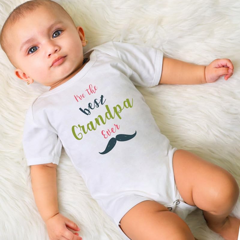 Image of KNITROOT Grandparent Family Special Onesies, Unisex Baby Kids 100% Cotton Envelope Neck Half Sleeve Romper, Bodysuit, Sleepsuit, I'Ve The Best Grandpa Ever, Infant Cloths for Boys & Girls