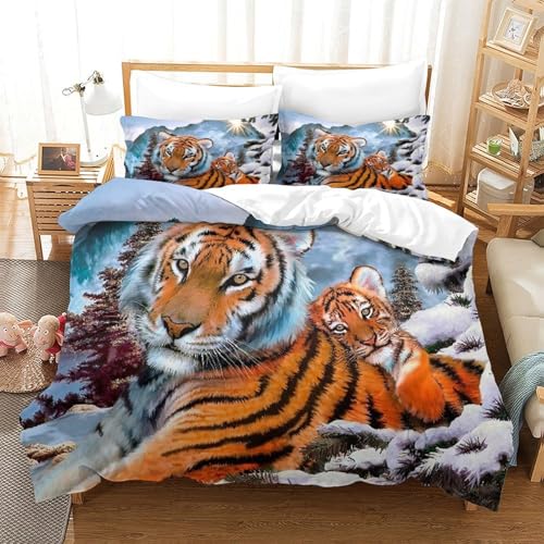 Linge de lit tigre hypoallergénique en microfibre douce pour peau sensible - 3