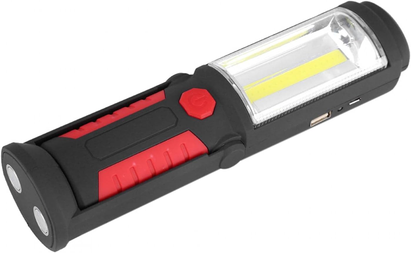 Oświetlenie robocze COB, światło robocze LED COB, ładowalna latarka LED COB 3W Camping awaryjne światło robocze ze stojakiem magnetycznym do domu, pracy, kempingu(Red)