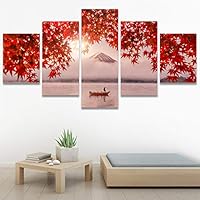 SIGNWIN 5 Panel Canvas Wall Art Modern Art Multicolor Nature Photography Relax/Calm Romantics Waterfall for Home Decorations Ready to Hang - 60