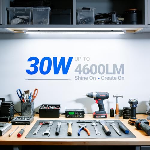 Image of Barrina LED Shop Lights, 3FT 30W 4600LM 6500K, Super Bright High Output Linkable for Workshop, V Shaped Clear Cover T8 LED Shop Light for Garage, 3 Foot (Pack of 6)