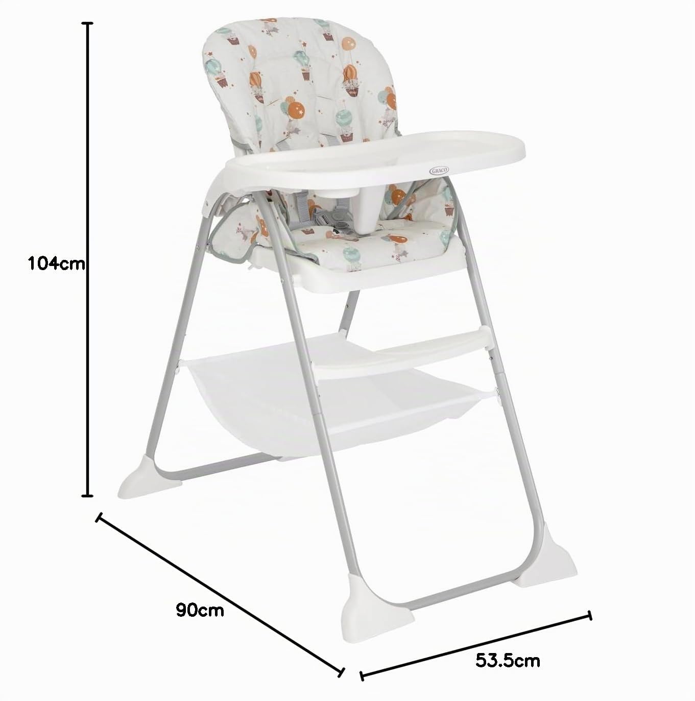 Graco - SnackEase Seggiolone con chiusura rapida, reclinabile, da 6 mesi fino a circa 3 anni (max 15 kg), fantasia Up & Away