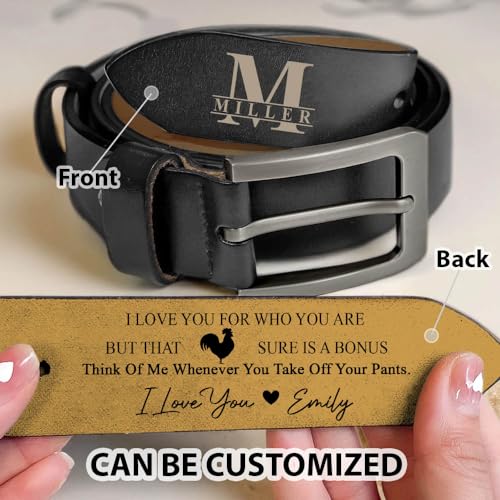 I Love You For Who You Are Belt, Personalized 2-Sided Engraved Leather Belt for Husband With Saying On The Inside, Custom Name Leather Belt for Men, Wide Black/Brown Leather Belts2