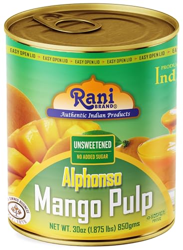 Rani Mango Pulp Puree (Makes Mango Lassi Shakes) Alphonso Unsweetened 30Oz (1.875Lbs) 850G ~ Kosher | All Natural | Non-Gmo | Vegan | No Colors | Gluten Friendly | Indian Origin