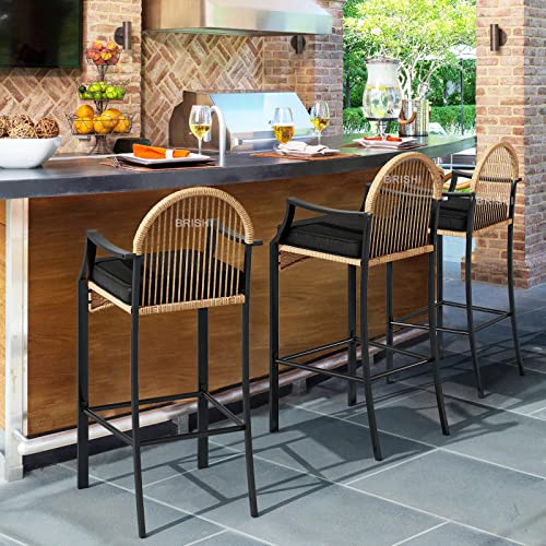 Image of BRISHI Outdoor Bar Set Garden Patio Bar Set 1 +2 2 -Chairs and 1- Table Set Balcony Bar Table with Stool Set (Dark Cream)