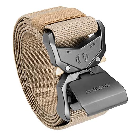 JUKMO Ceinture tactique, militaire de randonnée en nylon 3,8 cm avec boucle à dégagement rapide (Kaki, M-pour Taille 91cm-105cm (Longueur 125cm))