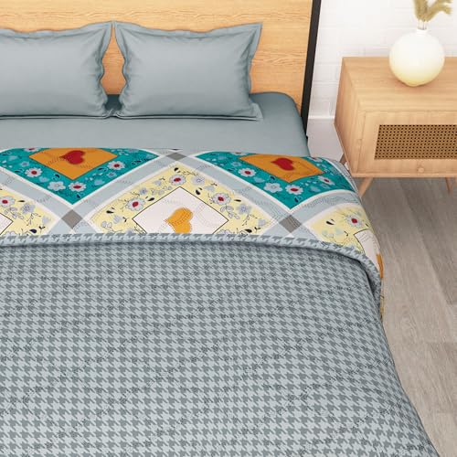Image of Comforter Double Bed Blankets for Winter| 180GSM Microfiber Blanket Double Bed | 220X 250cm | AC Comforter Double Bed | Multi & Grey | Abstract Pattern | Quilts | Duvet | Dohar