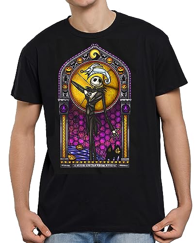 T-shirt Noir Jack Disney L'Étrange Noël de Monsieur Jack Taille XXXL Motif Vitrail