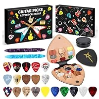 Guitar Picks Advent Calendar 2025 – 24-Day Countdown with 22 Picks And Pick Holder, Guitar Player Christmas Countdown Calendar for Guitar, Bass, Ukulele Players (Black)
