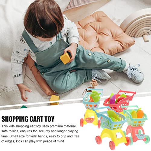 Toyvian 4 Conjuntos Mini Carrinho De Compras De Plástico Carrinho De Supermercado Brinquedos Carrinh