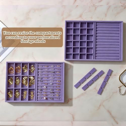 Image of Large Velvet Jewelry Tray Display Drawer Inserts 2 Pack