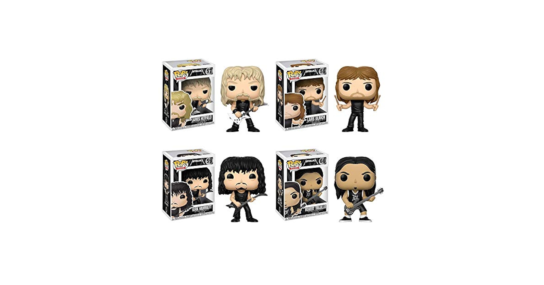 特撮 Funko Music Pop llica James Hetfield Lars Ulrich Kirk Hammett Robert Trujillo Collectible Set Amazon.com: Funko Music POP! Metallica James Hetfield Lars